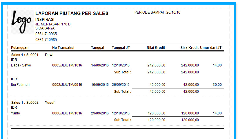 Detail Contoh Laporan Piutang Excel Nomer 14