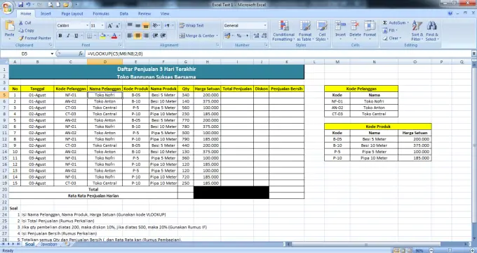 Detail Contoh Latihan Excel Nomer 14