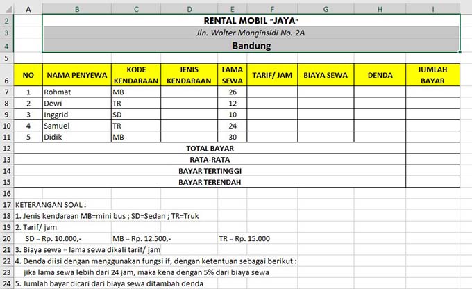 Detail Contoh Latihan Excel Nomer 17