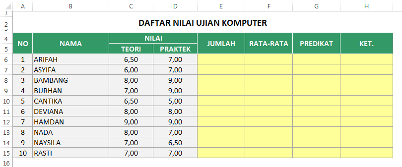 Detail Contoh Latihan Excel Nomer 3