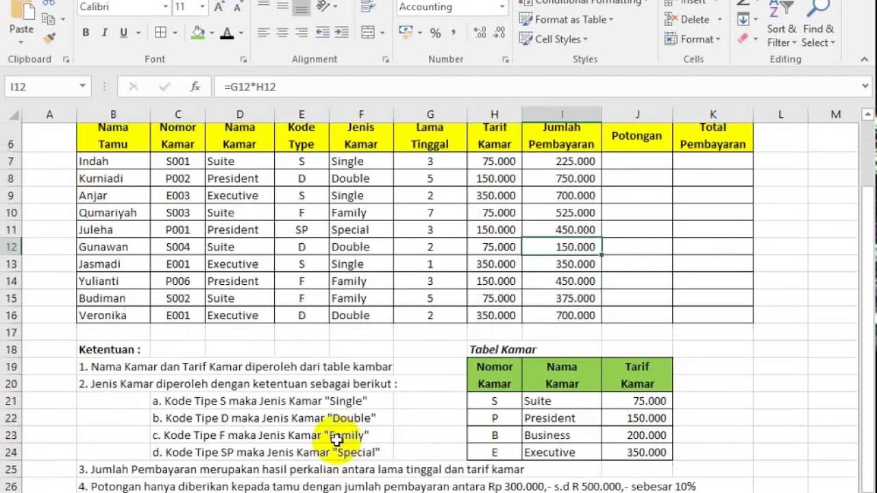 Detail Contoh Latihan Excel Nomer 20