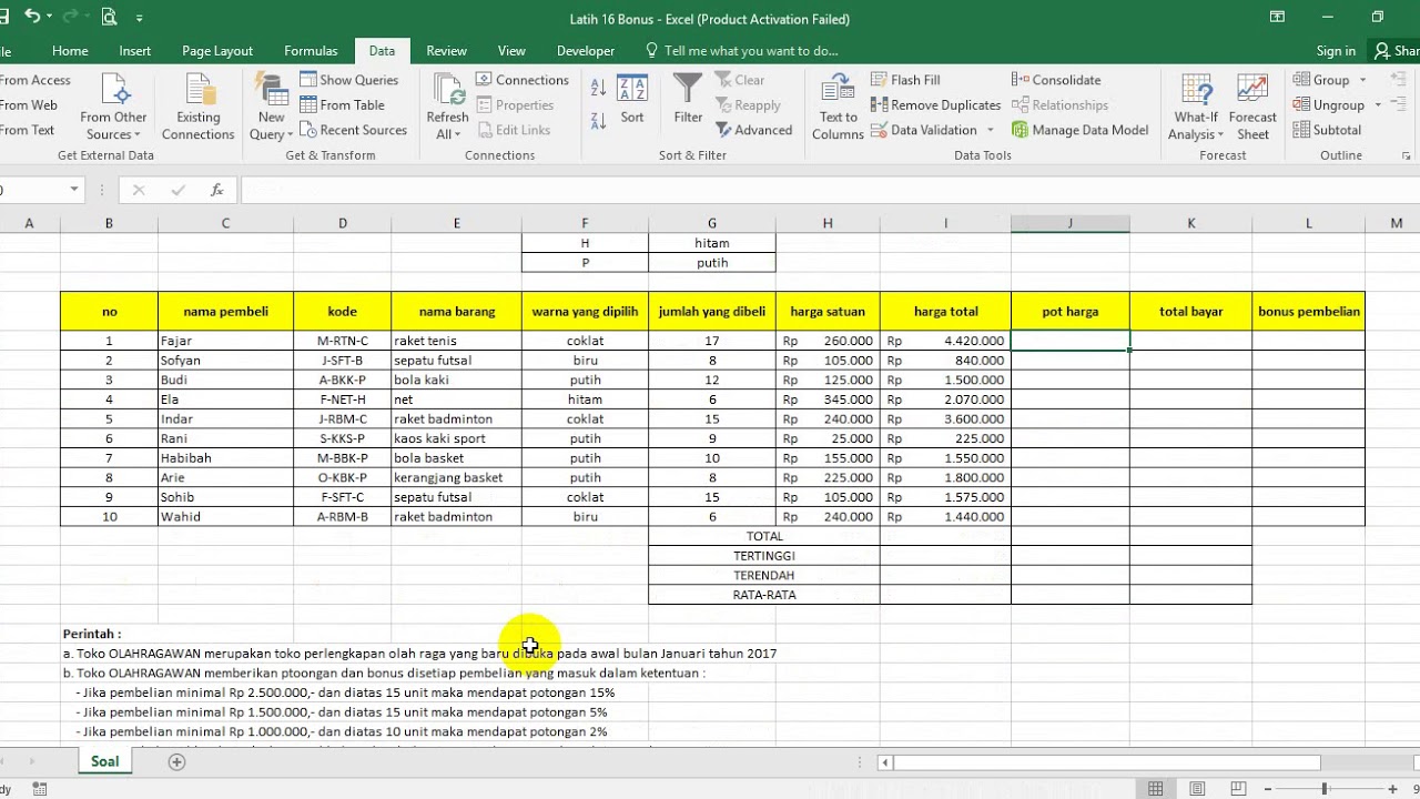 Detail Contoh Latihan Excel Nomer 32