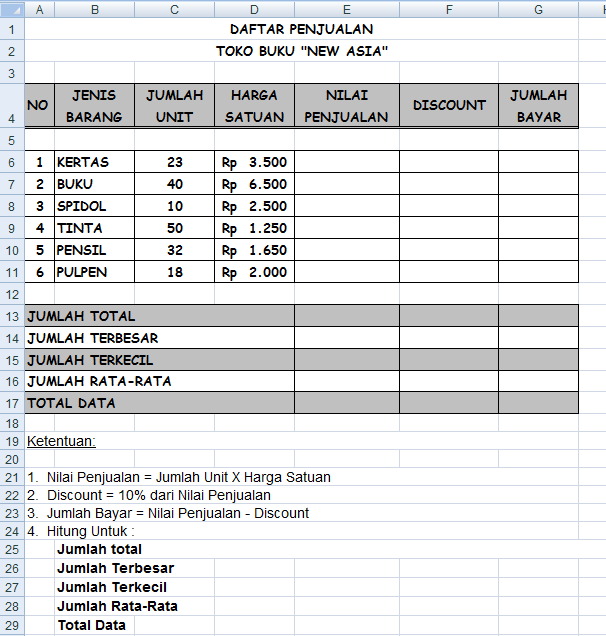 Detail Contoh Latihan Excel Nomer 36