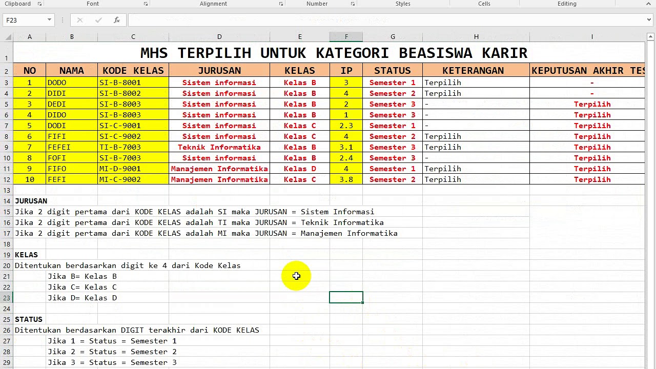 Detail Contoh Latihan Excel Nomer 7