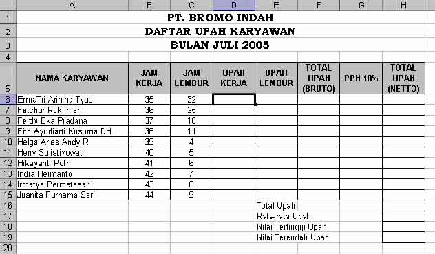 Detail Contoh Latihan Excel Nomer 10