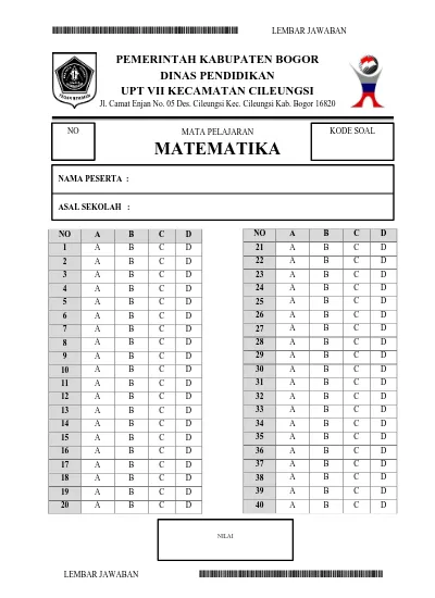 Detail Contoh Lembar Jawaban Pilihan Ganda Nomer 19