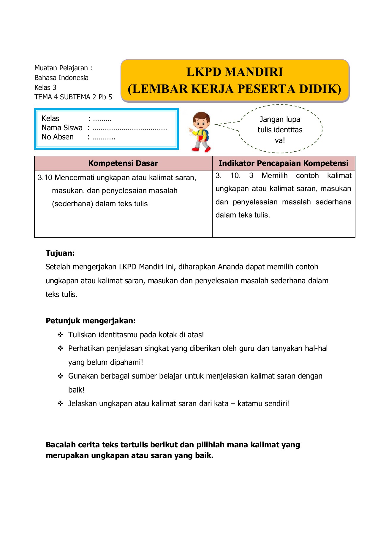 Detail Contoh Lkpd Bahasa Indonesia Koleksi Nomer 53 7652