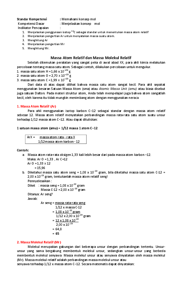 Detail Contoh Massa Molekul Relatif Nomer 34