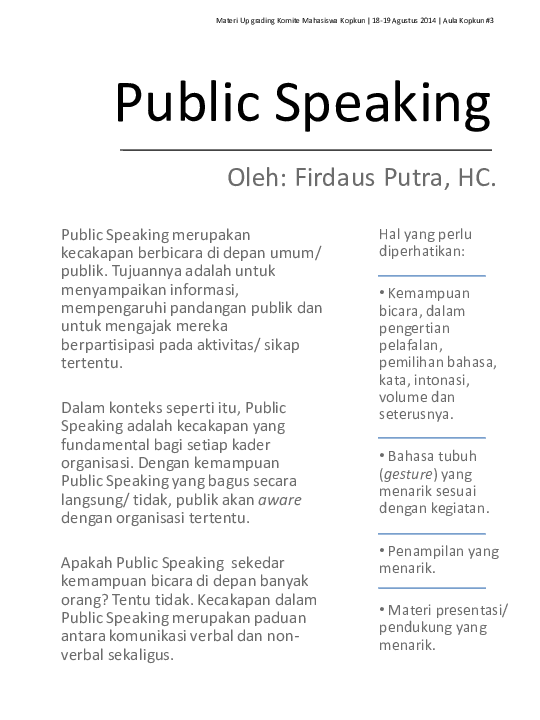 Detail Contoh Materi Public Speaking Untuk Pemula Nomer 9