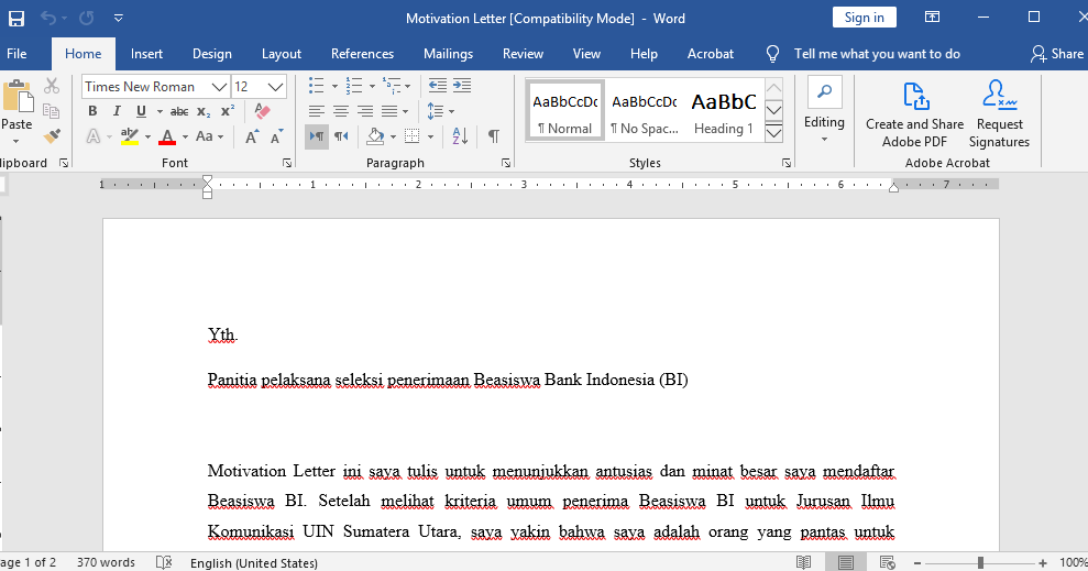 Detail Contoh Motivation Letter Untuk Beasiswa Nomer 12