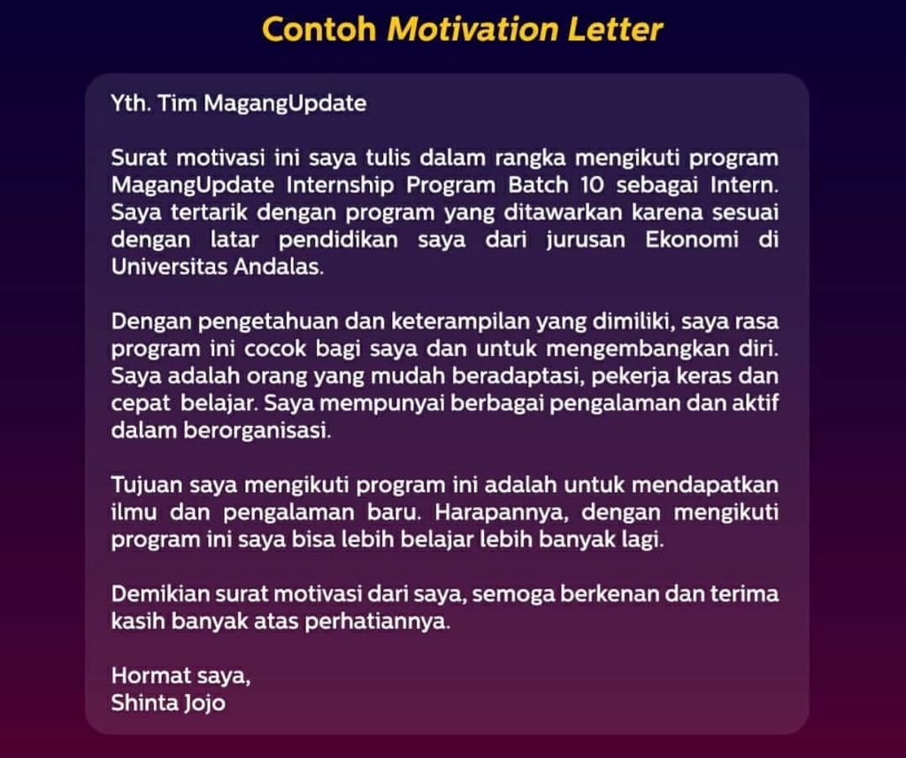 Detail contoh motivation letter untuk magang koleksi nomer 13