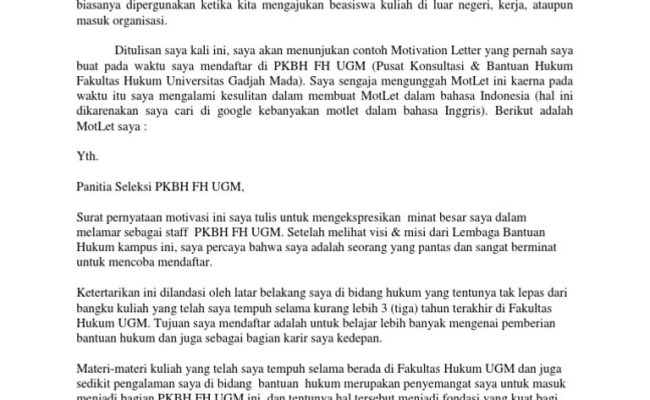 Detail Contoh Motivation Letter Untuk Melamar Kerja Nomer 50