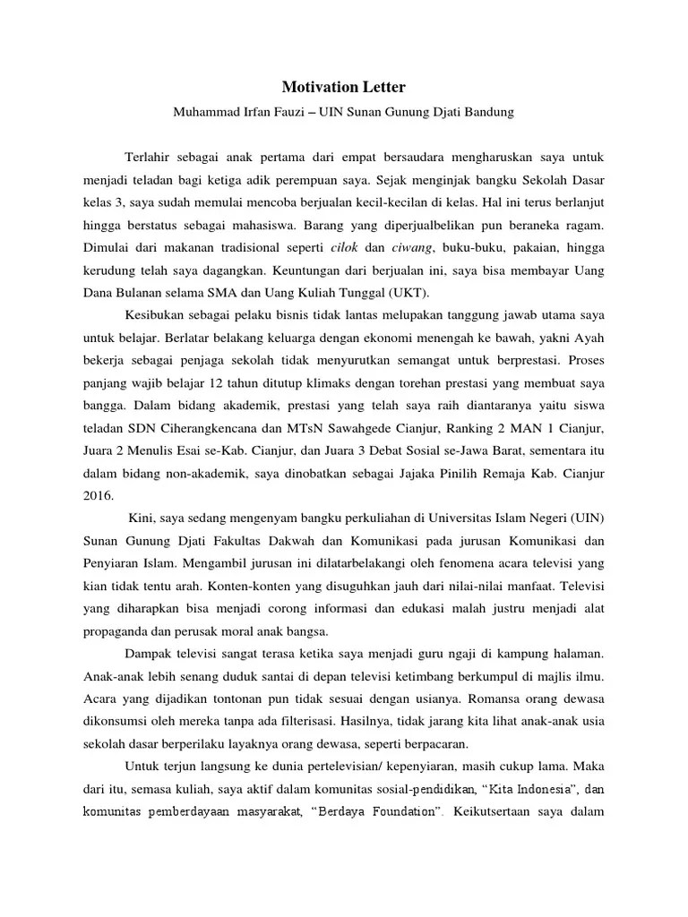 Detail contoh motivation letter untuk organisasi koleksi nomer 16