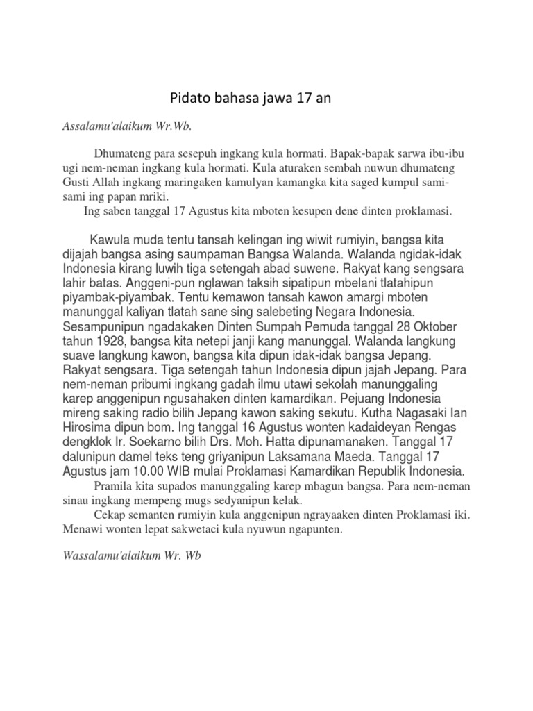 Detail Contoh Narasi Bahasa Jawa Nomer 20