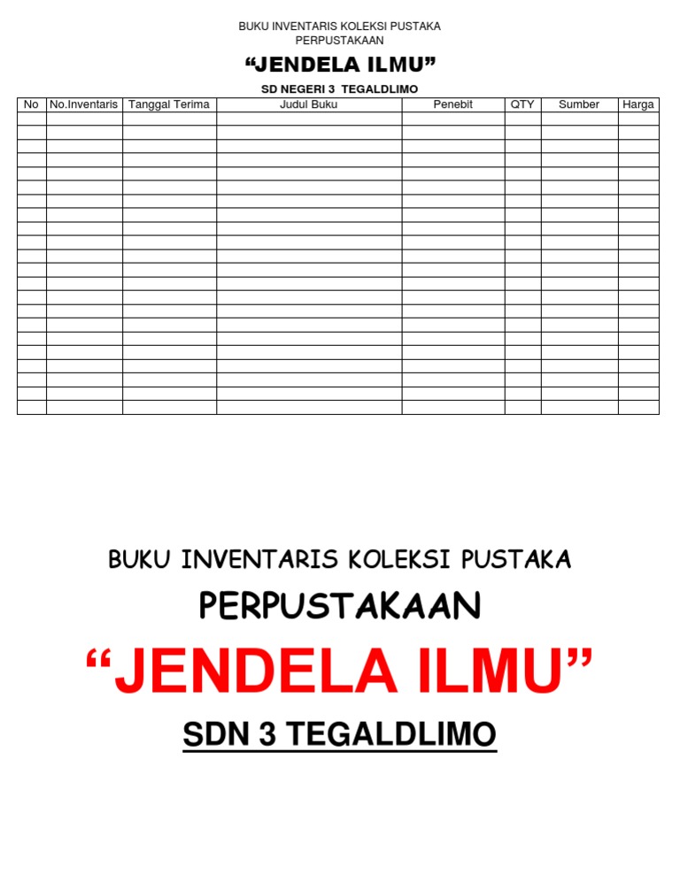 Detail Contoh Nomor Inventaris Buku Perpustakaan Nomer 12