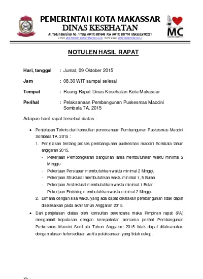 Detail Contoh Notulen Rapat Kantor Nomer 12