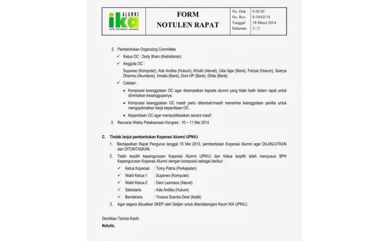 Detail Contoh Notulen Rapat Kantor Nomer 7