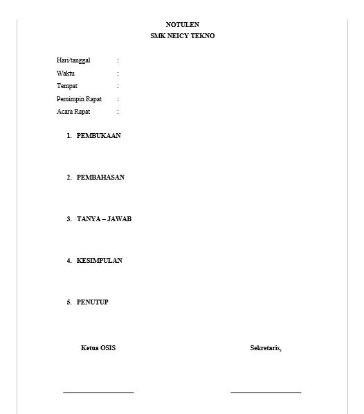 Detail Contoh Notulen Rapat Osis Nomer 21