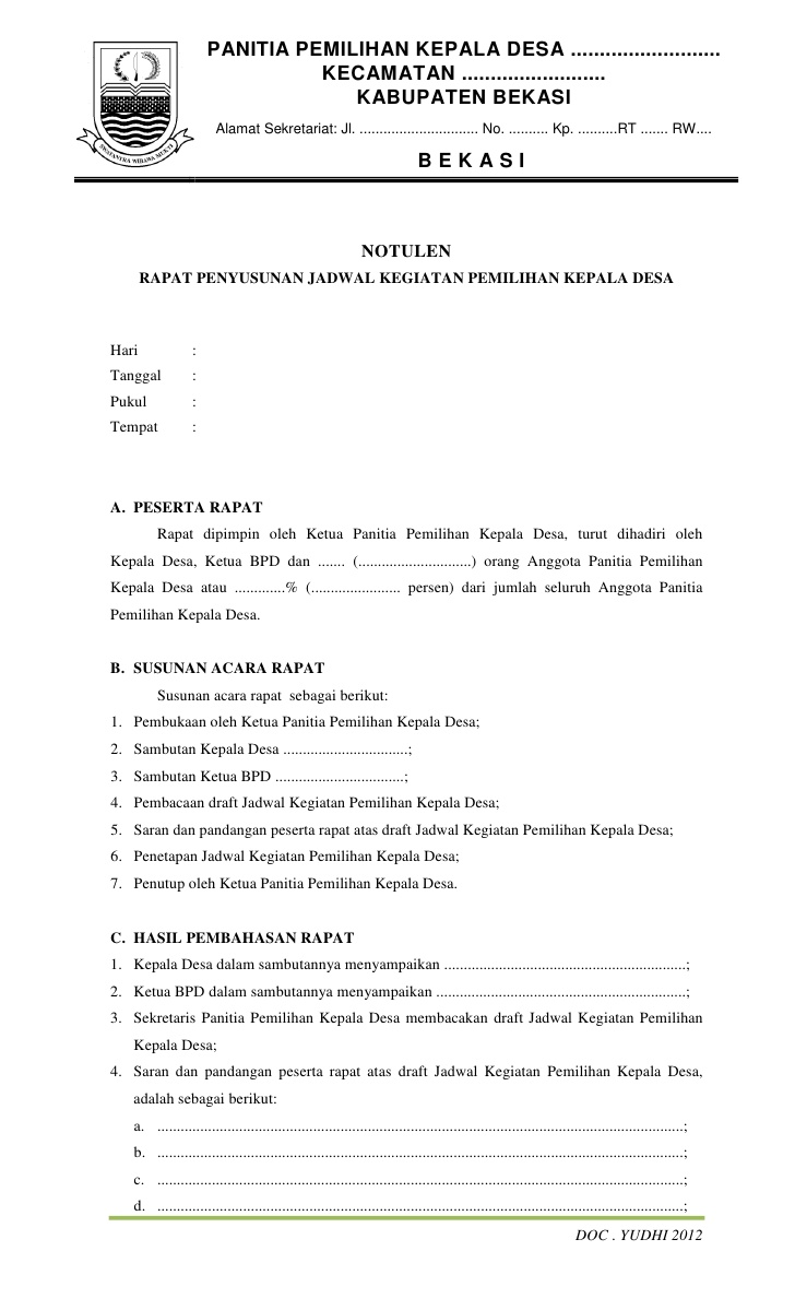 Detail Contoh Notulen Rapat Nomer 10