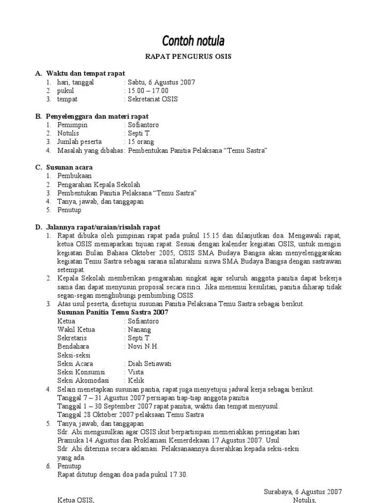 Detail Contoh Notulen Rapat Sekolah Nomer 21
