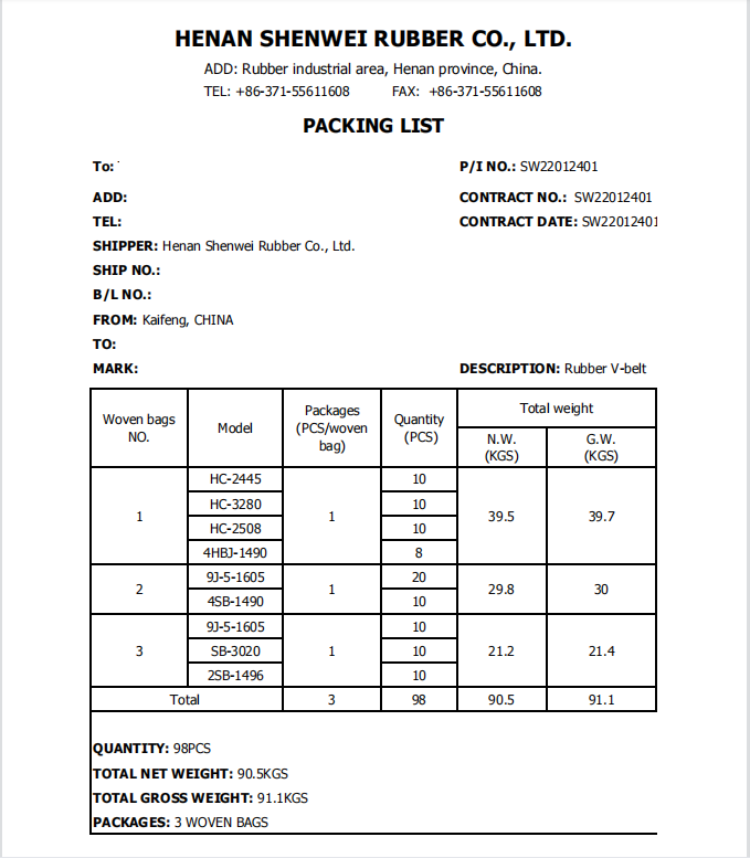 Detail Contoh Packing List Pengiriman Barang Nomer 3