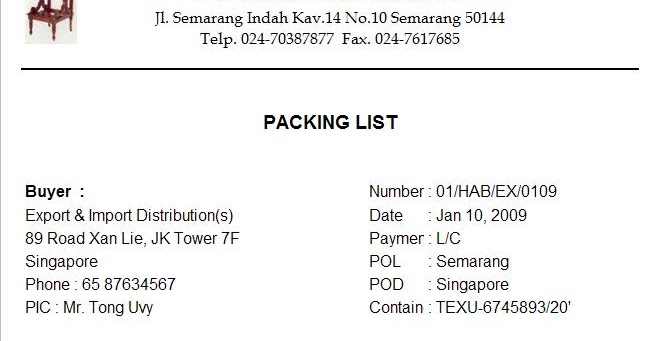 Detail Contoh Packing List Pengiriman Barang Nomer 29