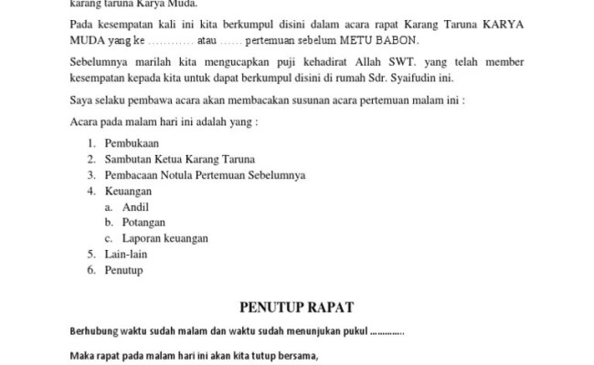 Detail Contoh Pembukaan Rapat Yang Baik Nomer 6