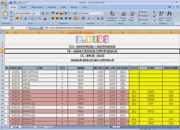 Detail Contoh Pembukuan Toko Dengan Excel Nomer 16