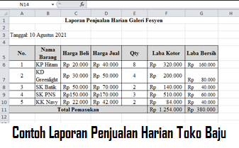 Detail Contoh Pembukuan Toko Dengan Excel Nomer 33