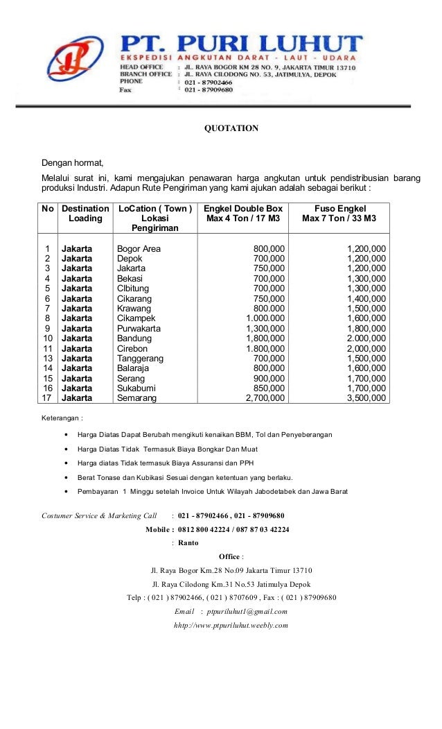 Detail Contoh Penawaran Harga Jasa Nomer 11