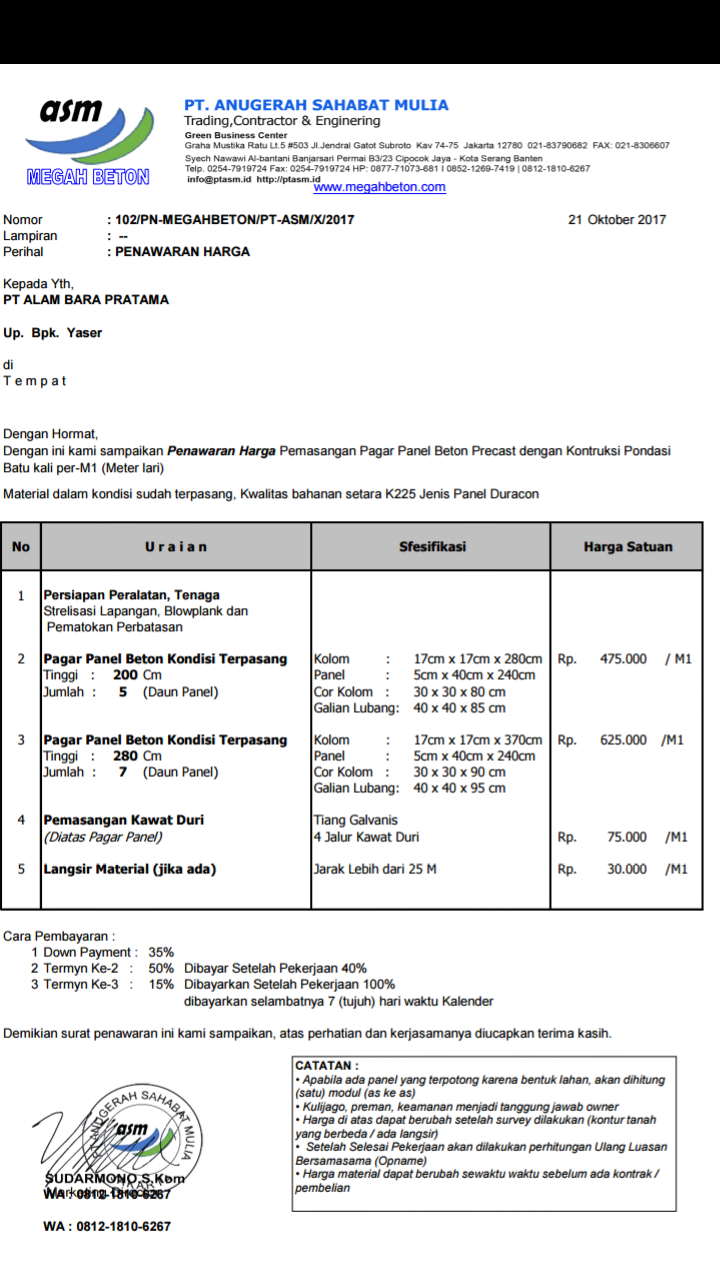 Detail Contoh Penawaran Harga Proyek Nomer 44