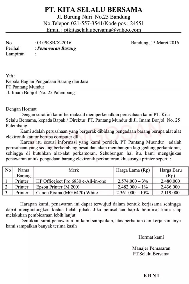 Detail Contoh Penawaran Harga Proyek Nomer 7