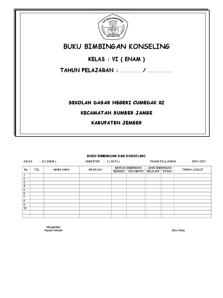 Detail Contoh Pengisian Buku Bimbingan Konseling Sd Nomer 7