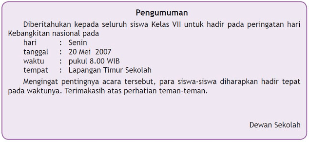 Detail Contoh Pengumuman Bahasa Inggris Nomer 46