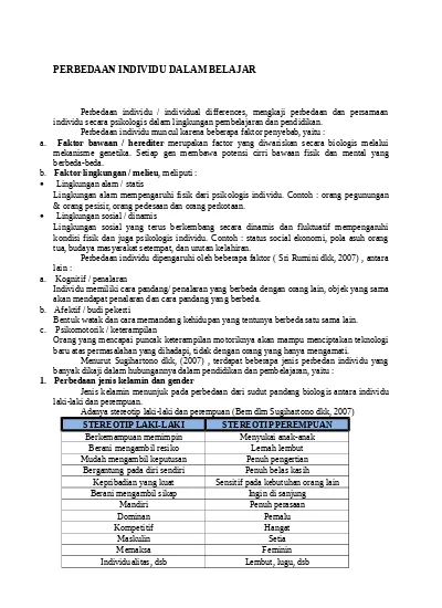 Detail Contoh Perbedaan Individu Nomer 10