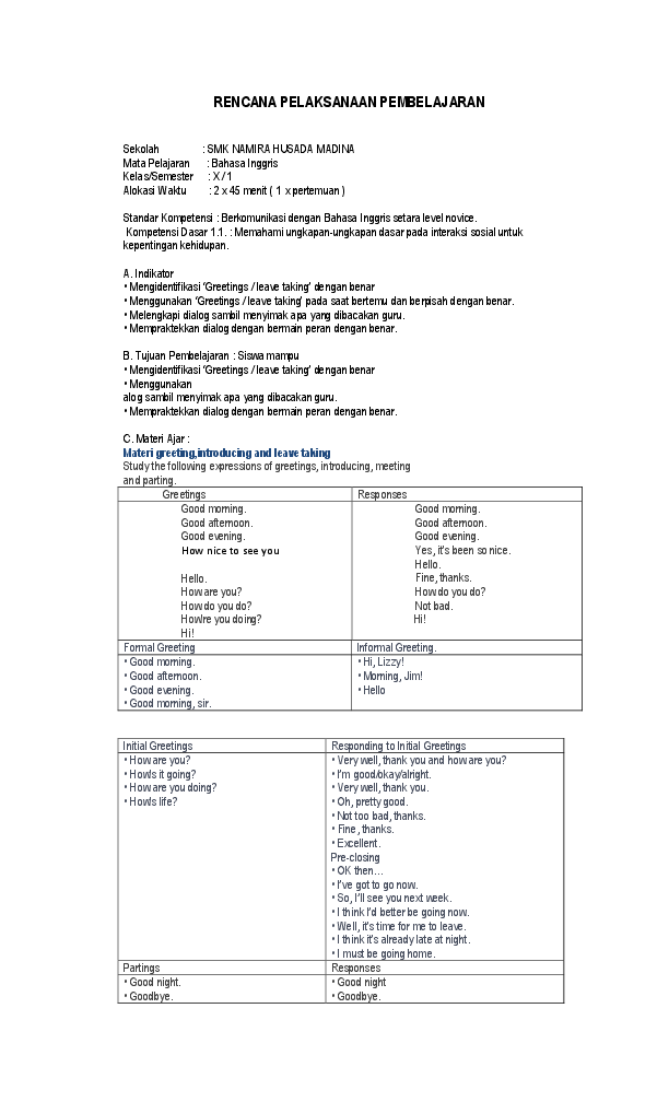 Detail Contoh Percakapan Greeting And Leave Taking Nomer 23