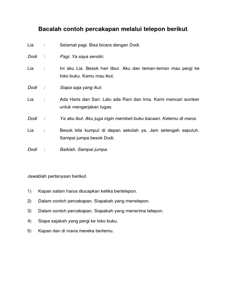 Detail Contoh Percakapan Telepon Nomer 7