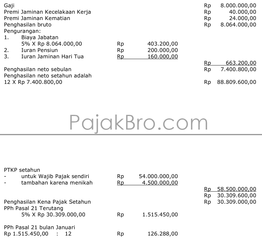 Detail Contoh Perhitungan Pajak Nomer 8