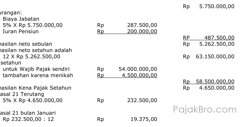 Detail Contoh Perhitungan Pph 21 Nomer 6