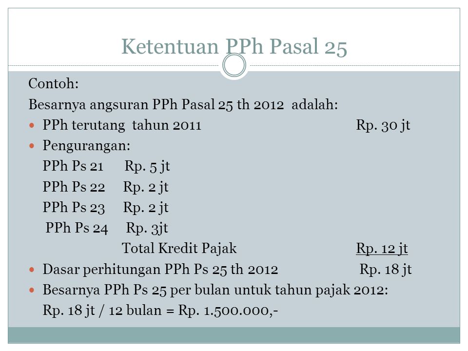 Detail Contoh Perhitungan Pph 25 Nomer 9