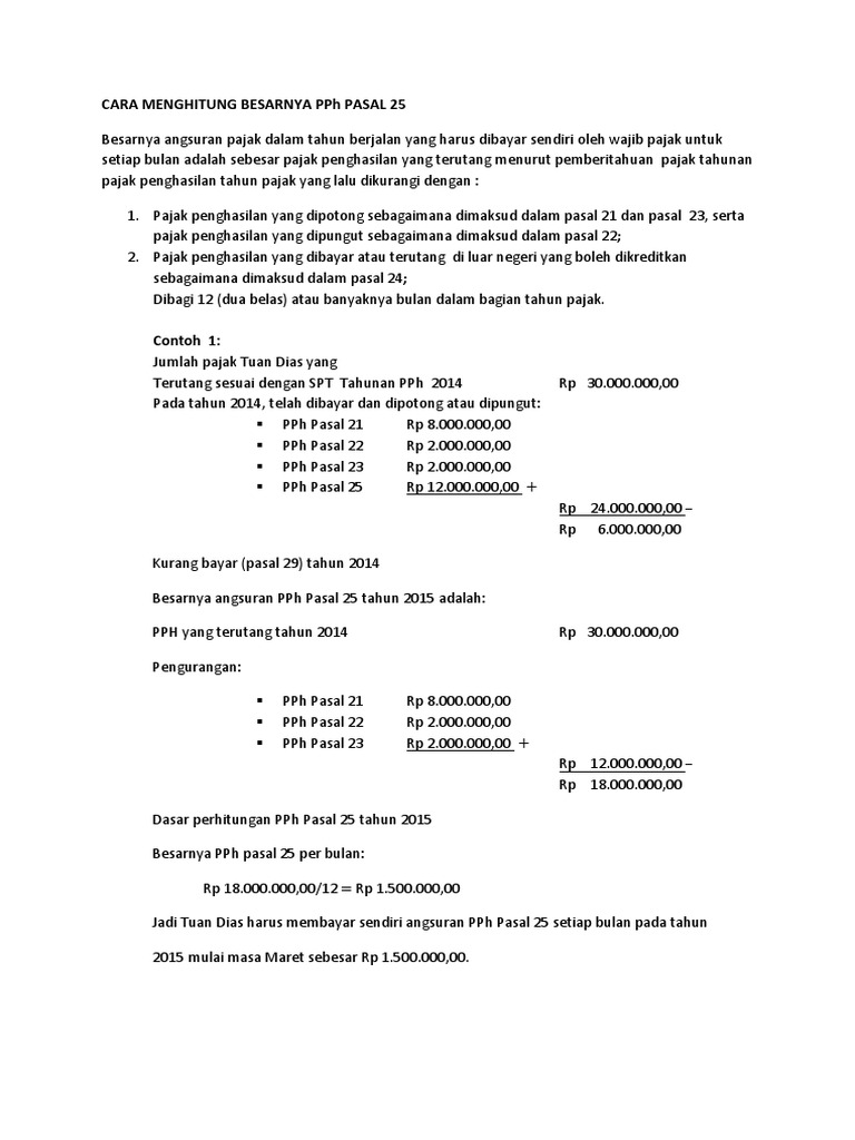 Detail Contoh Perhitungan Pph 25 Nomer 44