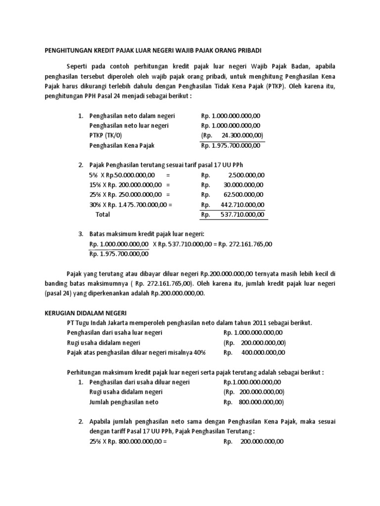 Detail Contoh Perhitungan Pph Pasal 24 Nomer 25