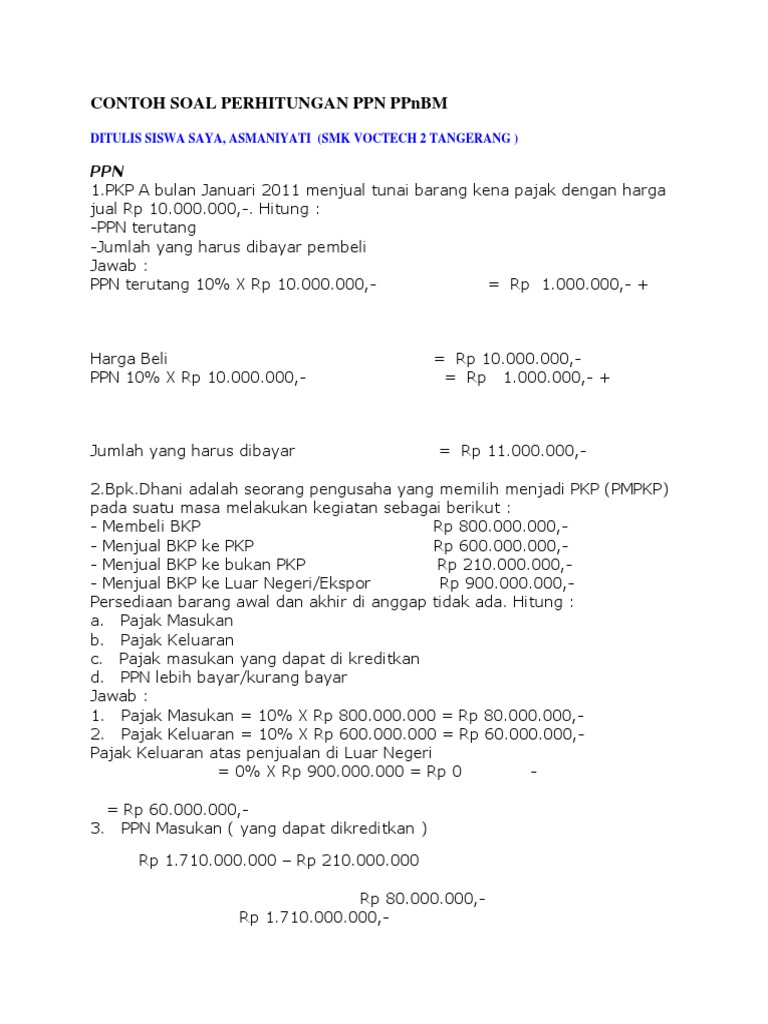 Contoh Perhitungan Ppn - KibrisPDR