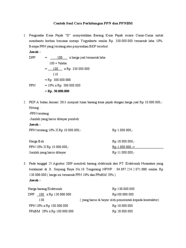 Detail Contoh Perhitungan Ppn Nomer 19