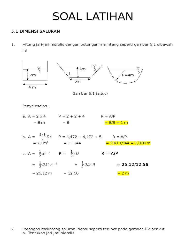 Detail Contoh Perhitungan Saluran Irigasi Nomer 15