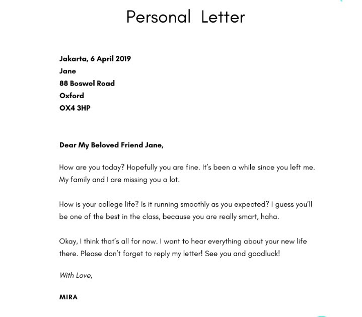 Detail Contoh Personal Letter Singkat Untuk Teman Nomer 12