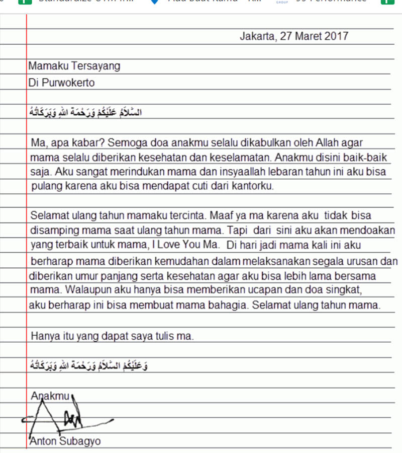 Detail Contoh Personal Letter Untuk Orang Tua Nomer 35