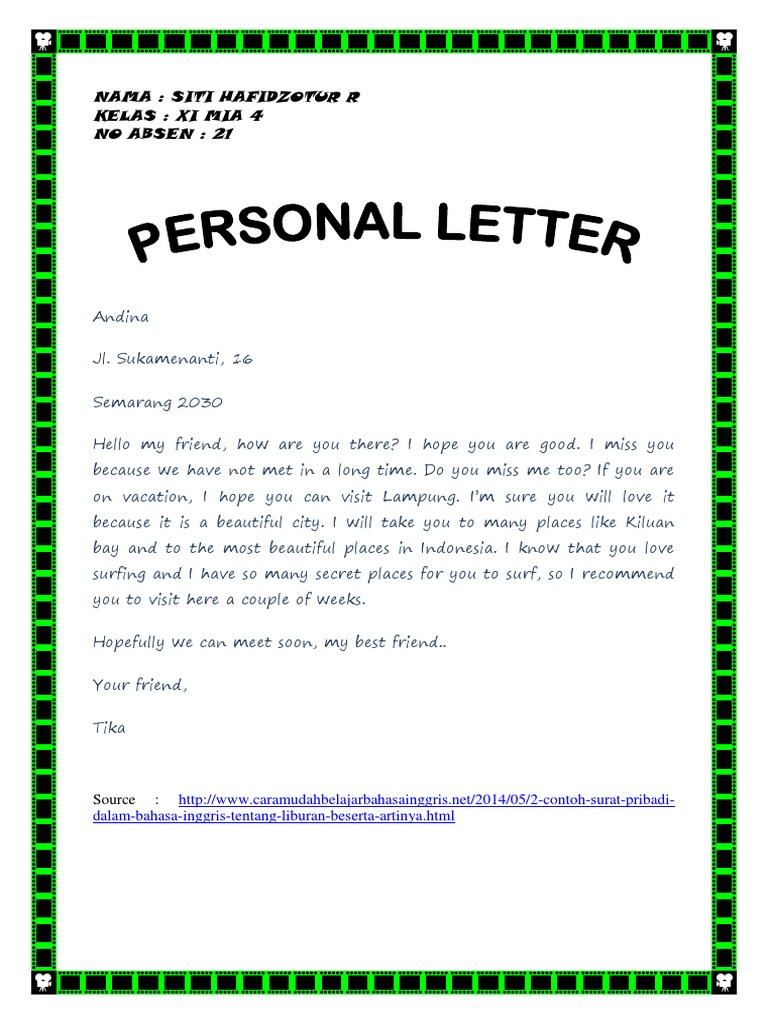 Detail Contoh Personal Letter Untuk Teman Nomer 40