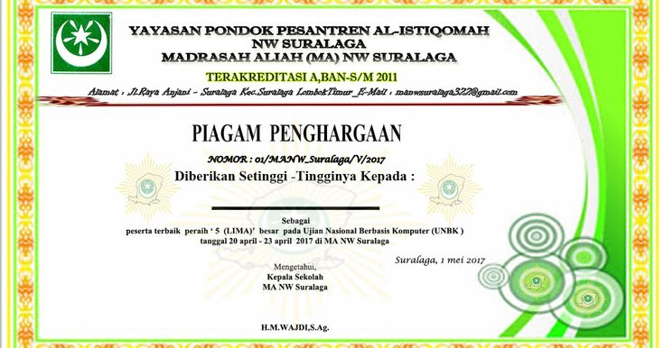 Detail Contoh Piagam Penghargaan Nomer 25