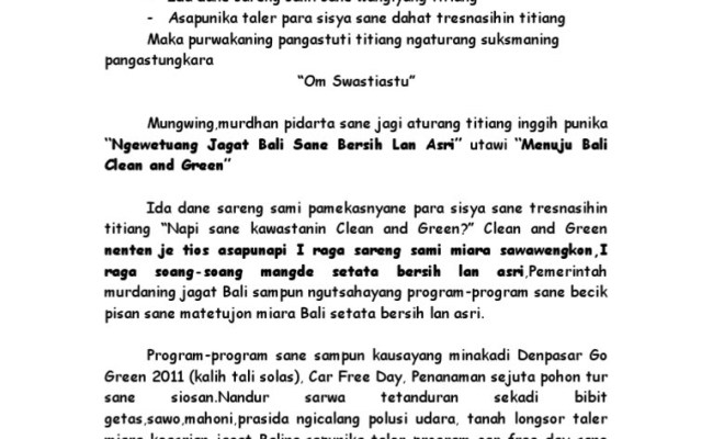 Detail Contoh Pidarta Bahasa Bali Singkat Nomer 3